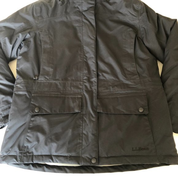 LL Bean Women's Baxter State Parka Black Removable Hood Faux Fur Down XS Petite - Picture 6 of 15